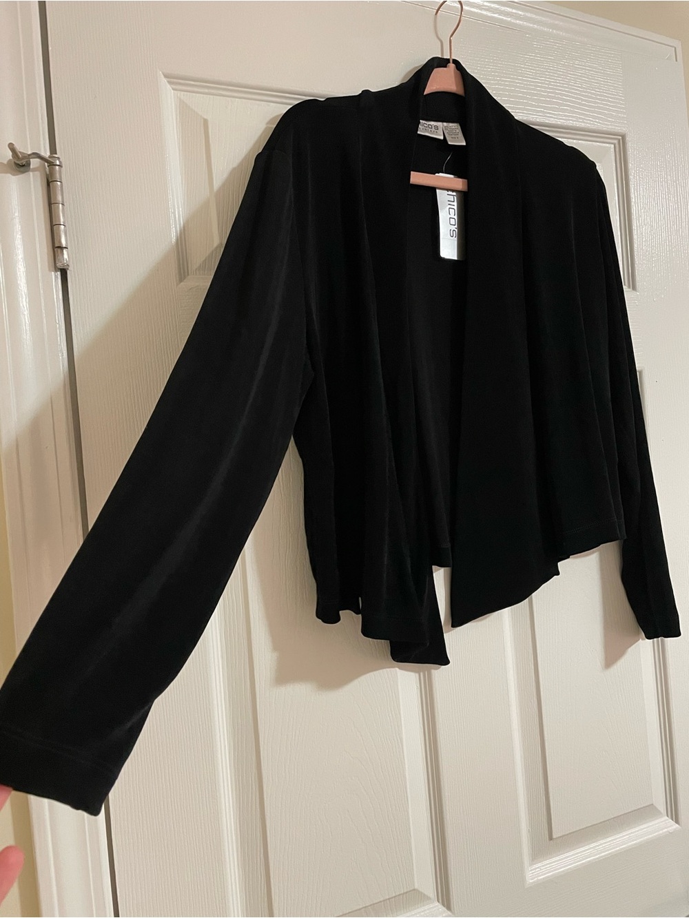 Chico's Travel Black Draped Open-Front Women's Cardigan